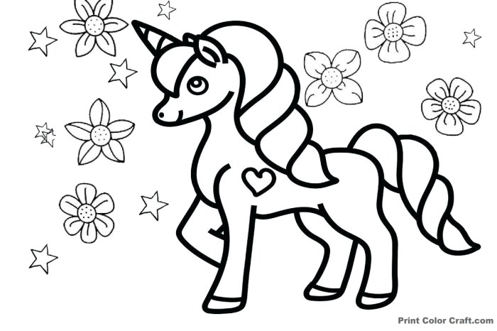 Dessin kawaii licorne a imprimer