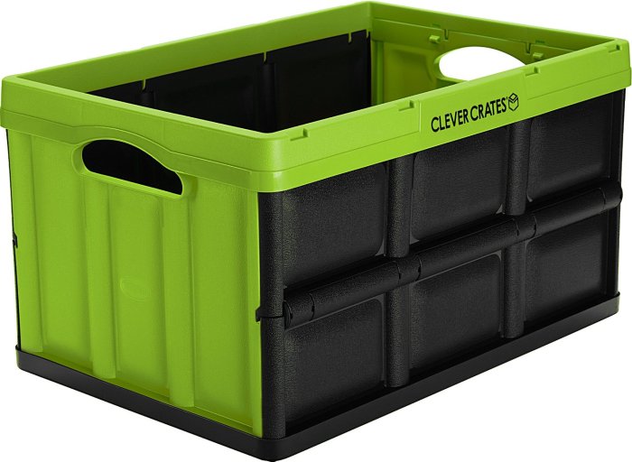 Plastic storage collapsible crate box foldable garage litre warehouse solution handles dimensions litres