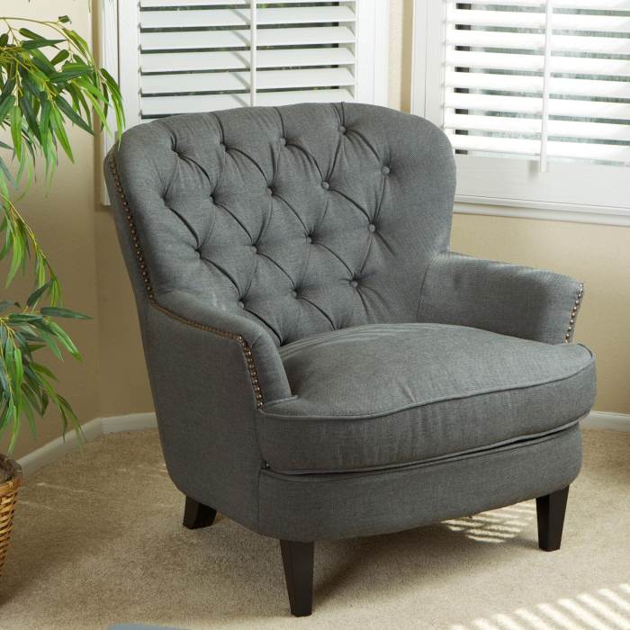 Fauteuil club tissu gris