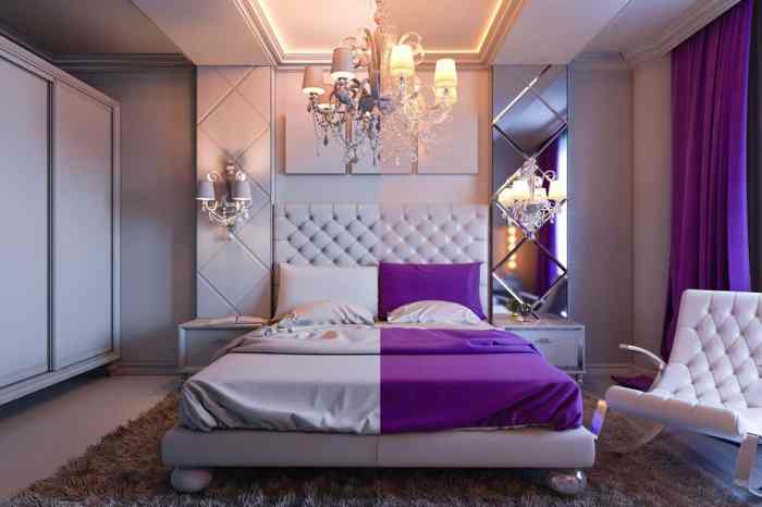 Chambre mauve et blanche