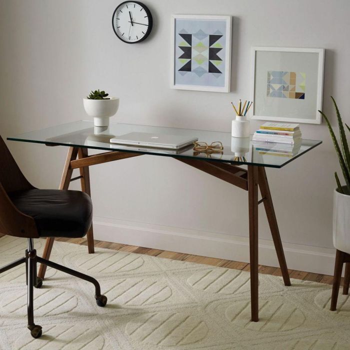 Desk glass top desks office wooden workspace homedit worthy instagram interior their base