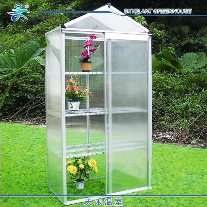 Greenhouse inside garden polycarbonate closed door alamy staging shopping cart