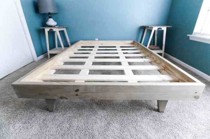 Bed platform building wood frame made pallet diy build bedroom headboard white woodworking designs gray plans cubbies beds king ana