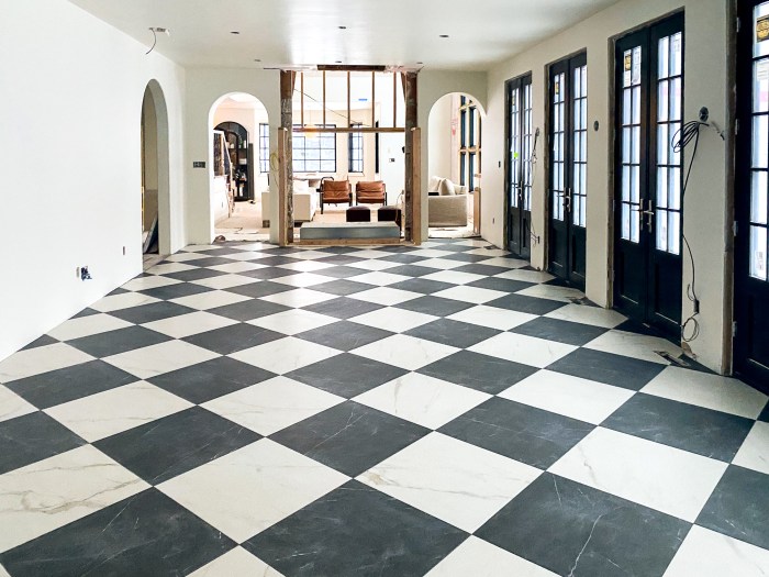 Flooring chessboard tiles checkerboard beauflor lino laminate hallway pvc réf vat