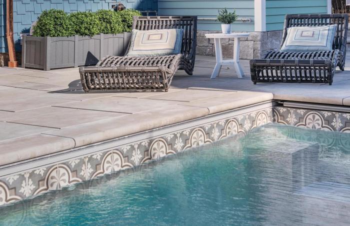 Pool coping tiles pavers bluestone drop swimming face paving pools stone modern ideas matching blue concrete grey deck light melbourne