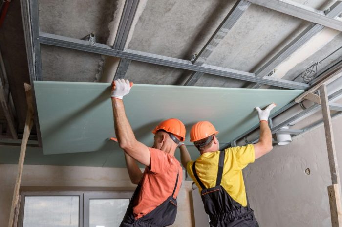 Ceiling plasterboard mf install