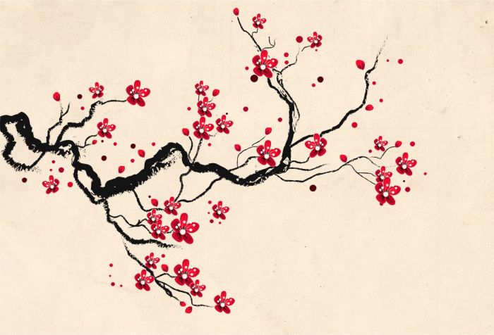 Dessins cerisiers japonais