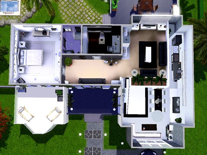 Sims 3 maison moderne plan