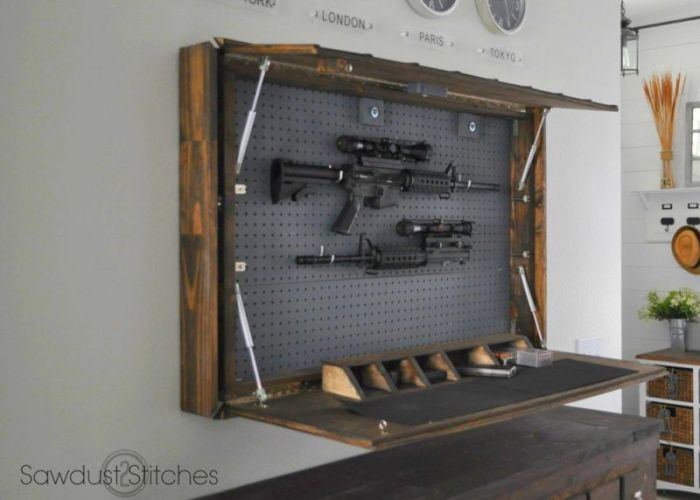 Cabinet gun pallet pallets wood diy case display ideas projects made wire doors plans chicken shelves hutch crafts could use