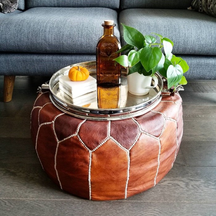 Pouf moroccan leather natur se