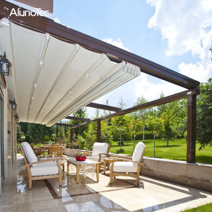 Retractable pvc pergola roof awning folding motorized waterproof aluminum cover sunshading fabric outdoor alunotec car shade canopy awnings louvre patio