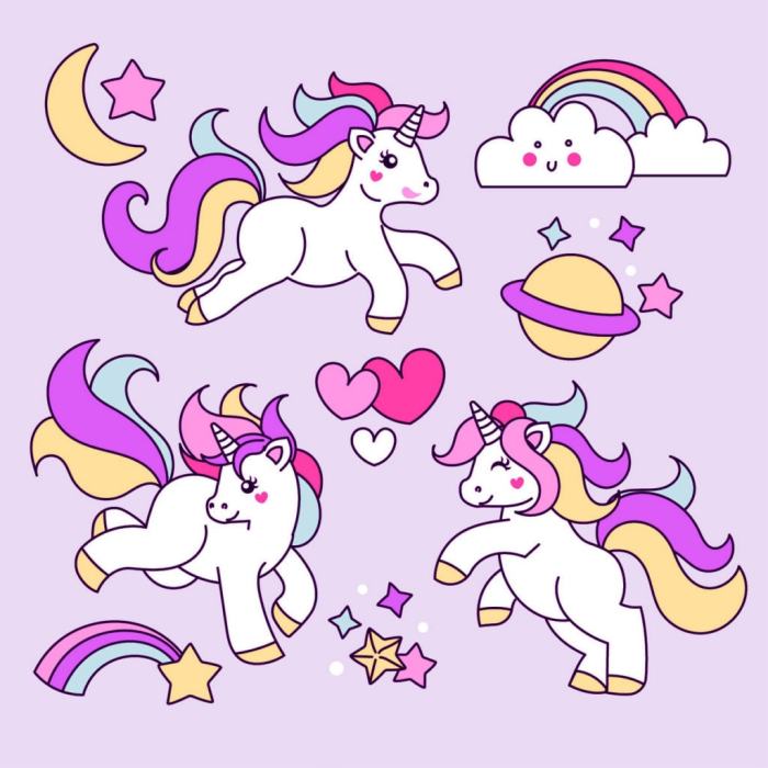 Image licorne kawaii a imprimer