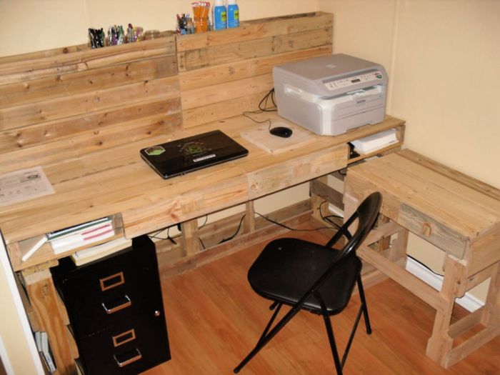 Pallet desk plans diy wood ideas via easy