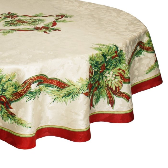 Tablecloth cloth poinsettia rectangular tablecloths damask lavorist benson spillproof poinsettias