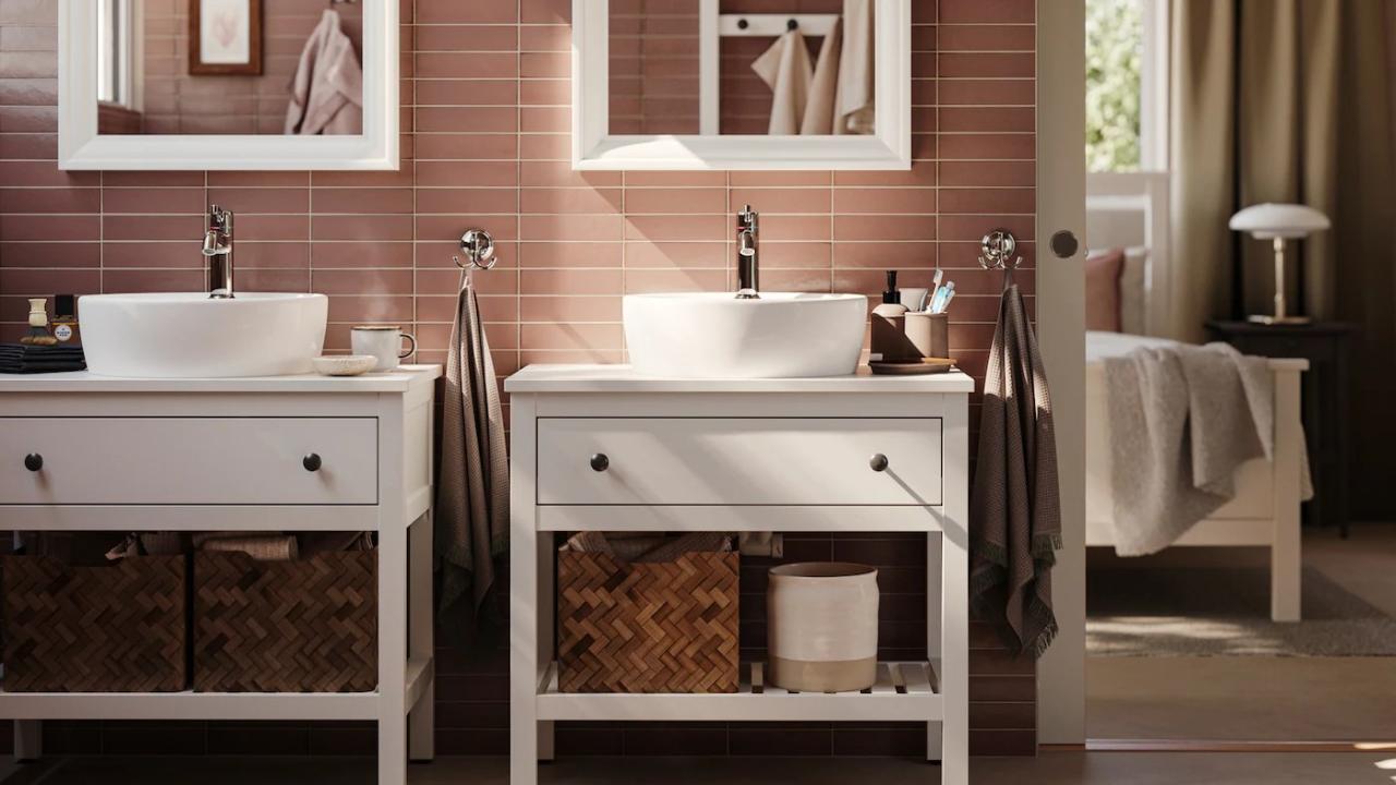 Vanity small bathroom hemnes customized ikea chalk paint