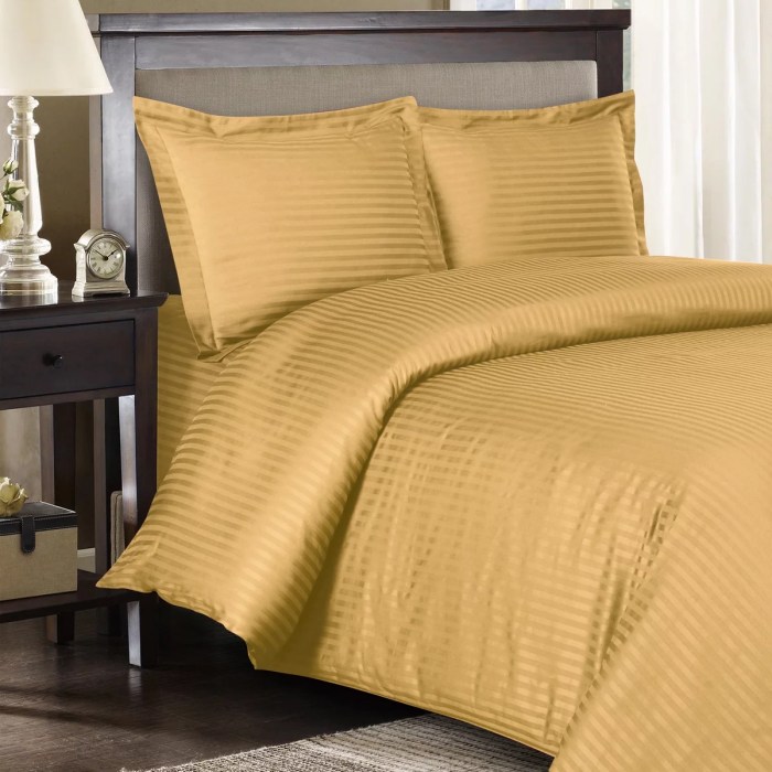 Duvet cover gold queen cotton sateen set striped thread count