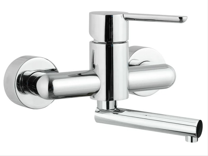 Wall mixer mounted twyford tap thermostatic spout sola surgeons fixed taps mount chrome shower