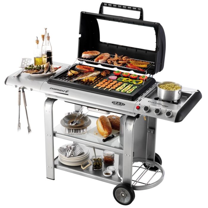 Plancha bbq gas outdoor trolley swipe shots above bbqs barbecues