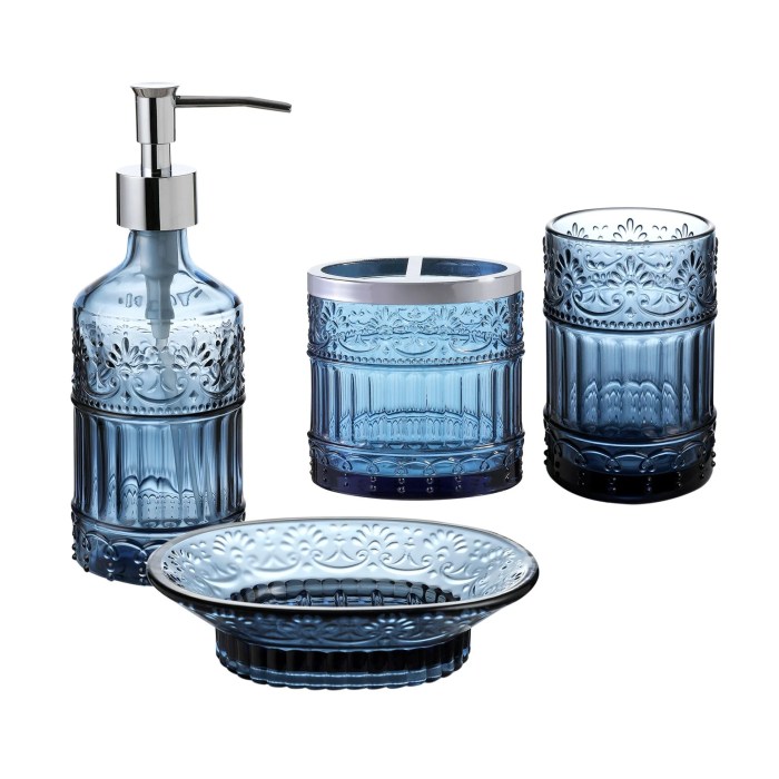 Bathroom accessories holder toothbrush soap set bath accessory blue dispenser walmart piece completes tumbler lotion