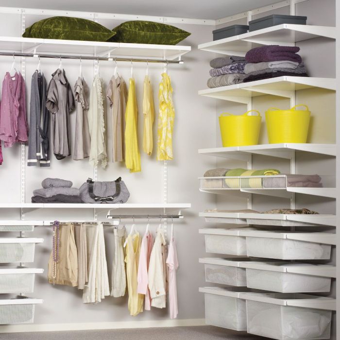 Elfa closet system container store shelving custom containerstore