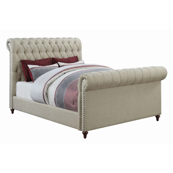 Upholstered footboard headboard tufted sturdy slat