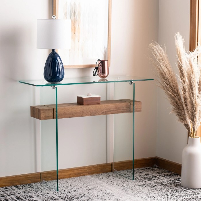 Glass console table waterfall tempered classon walmart concept