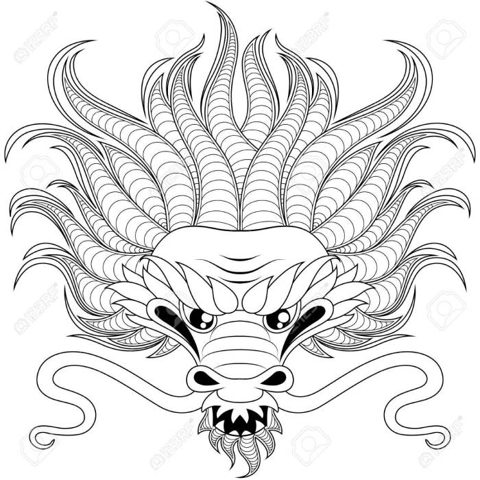 Dragon head chinese drawing visit evil inspired traditional artwork face japanese clipart