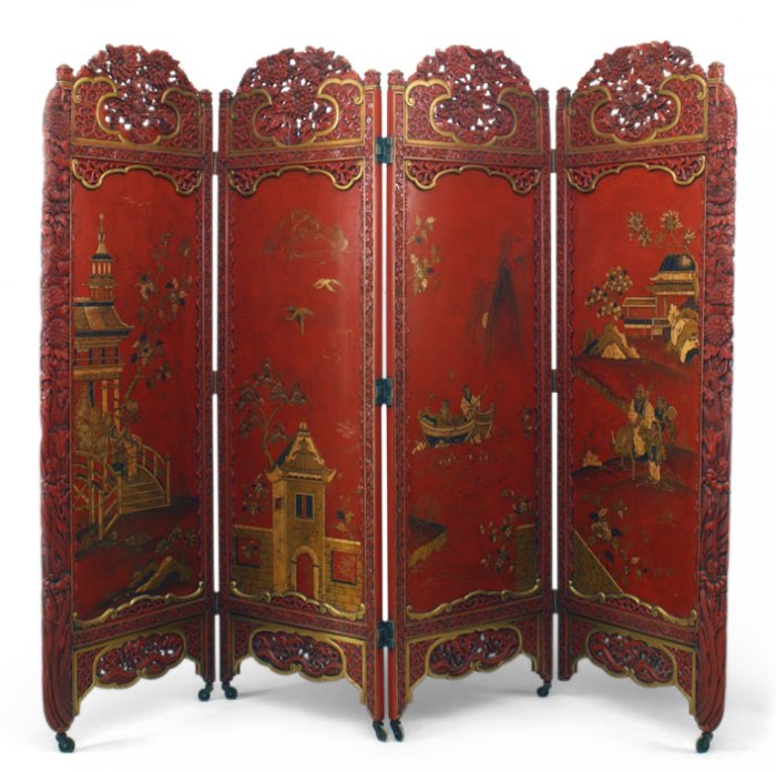 Chinese screen folding screens 1stdibs century 19th paintings wooden coromandel qing dynasty saved furniture asian