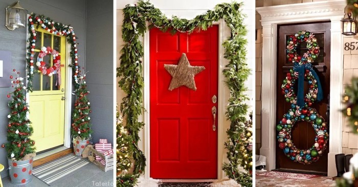 Door christmas decorations decoration metallics chic idea shimmery homebnc