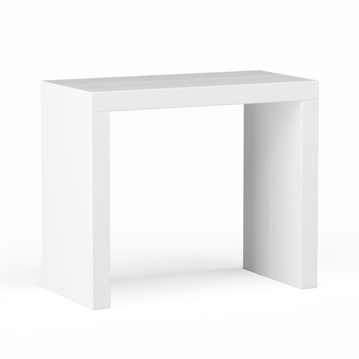 Table console extensible blanc laqu design