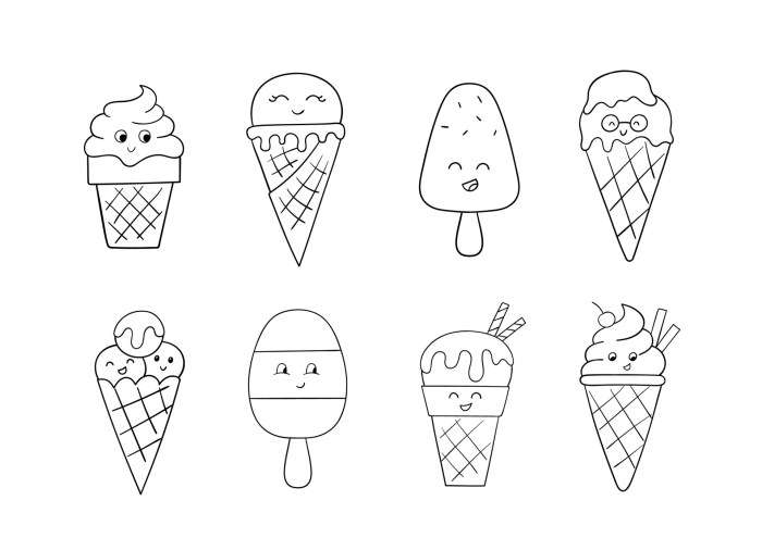 Dessin kawaii nourriture glace