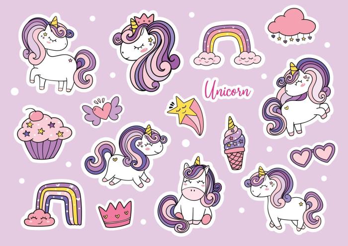 Image licorne kawaii a imprimer