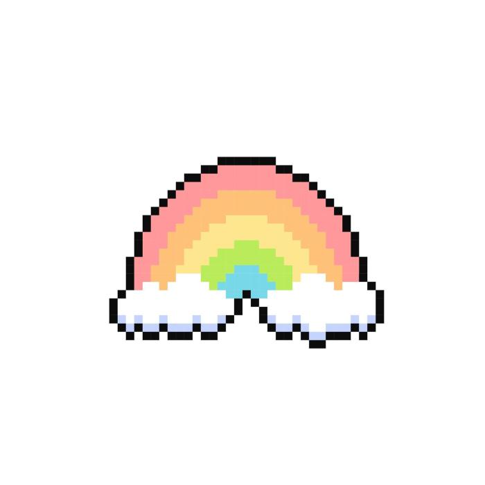 Dessin pixel arc en ciel