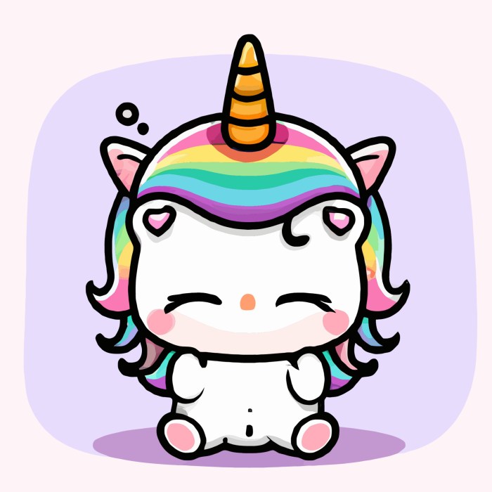 Dessin de licorne kawaii a imprimer