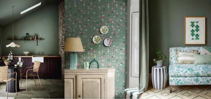 Chambre vert anis et taupe