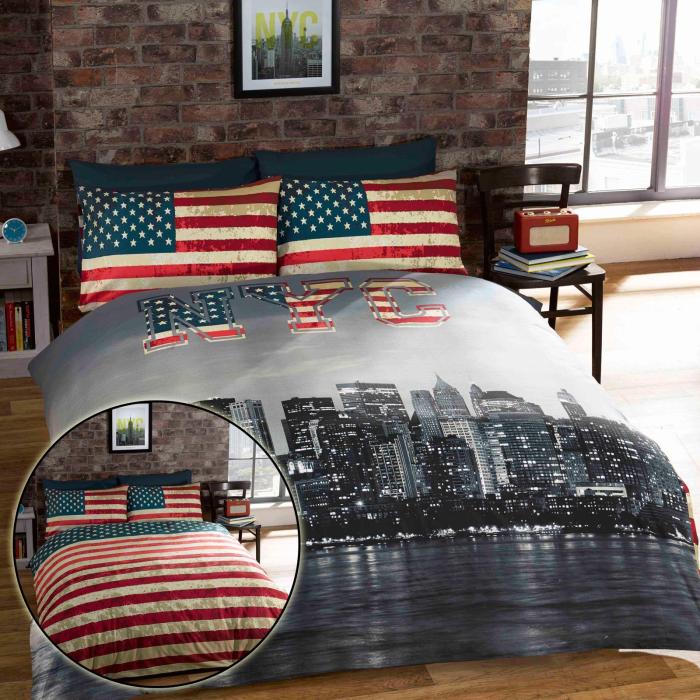 Housse couette new york 1 personne