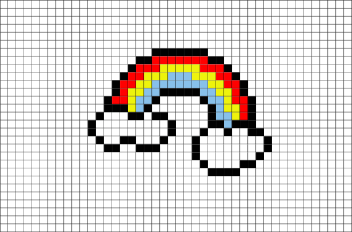 Pixel art arc en ciel