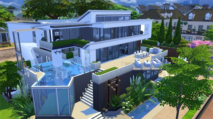 Plan maison moderne sims 4