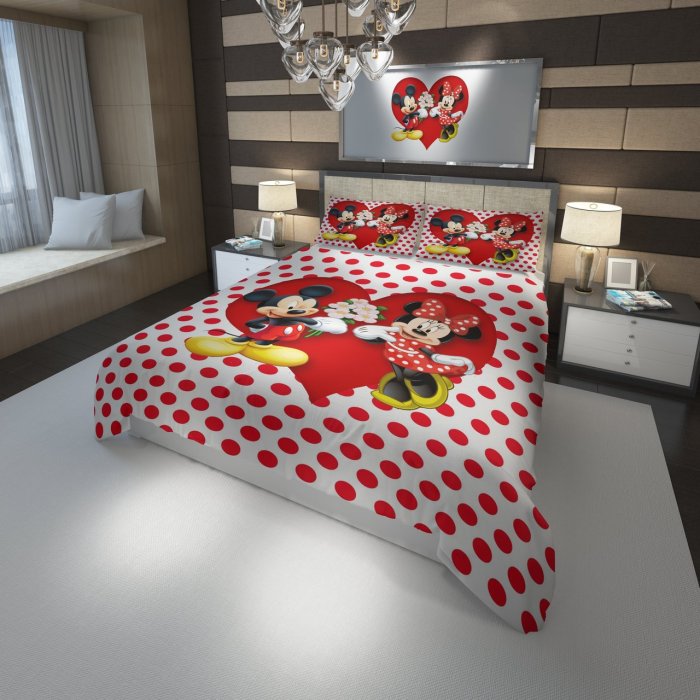 Housse de couette mickey et minnie 220x240