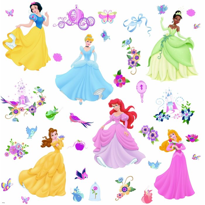 Princess disney wall stickers glitter sticker decals debut royal girls decal stickythings