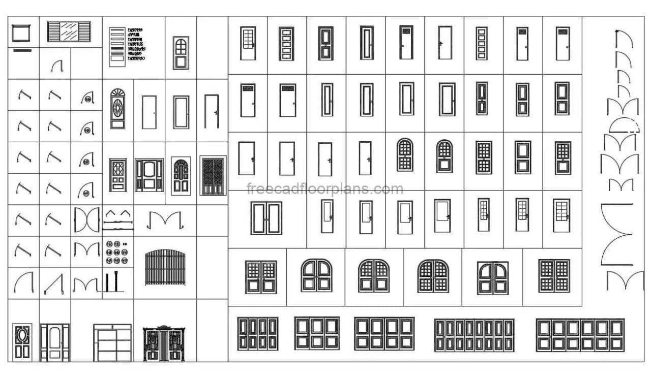 Door autocad plan drawing file block cadbull description