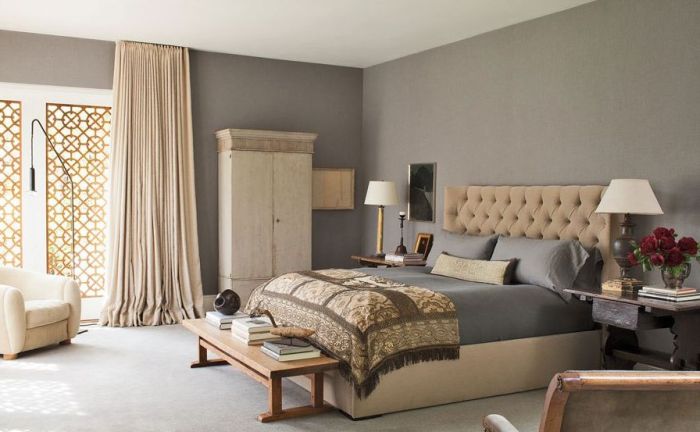 Chambre couleur taupe et blanc