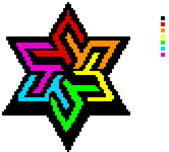 Pixel art etoile arc en ciel