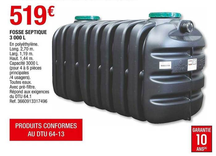 Fosse toutes eaux 3000l brico depot