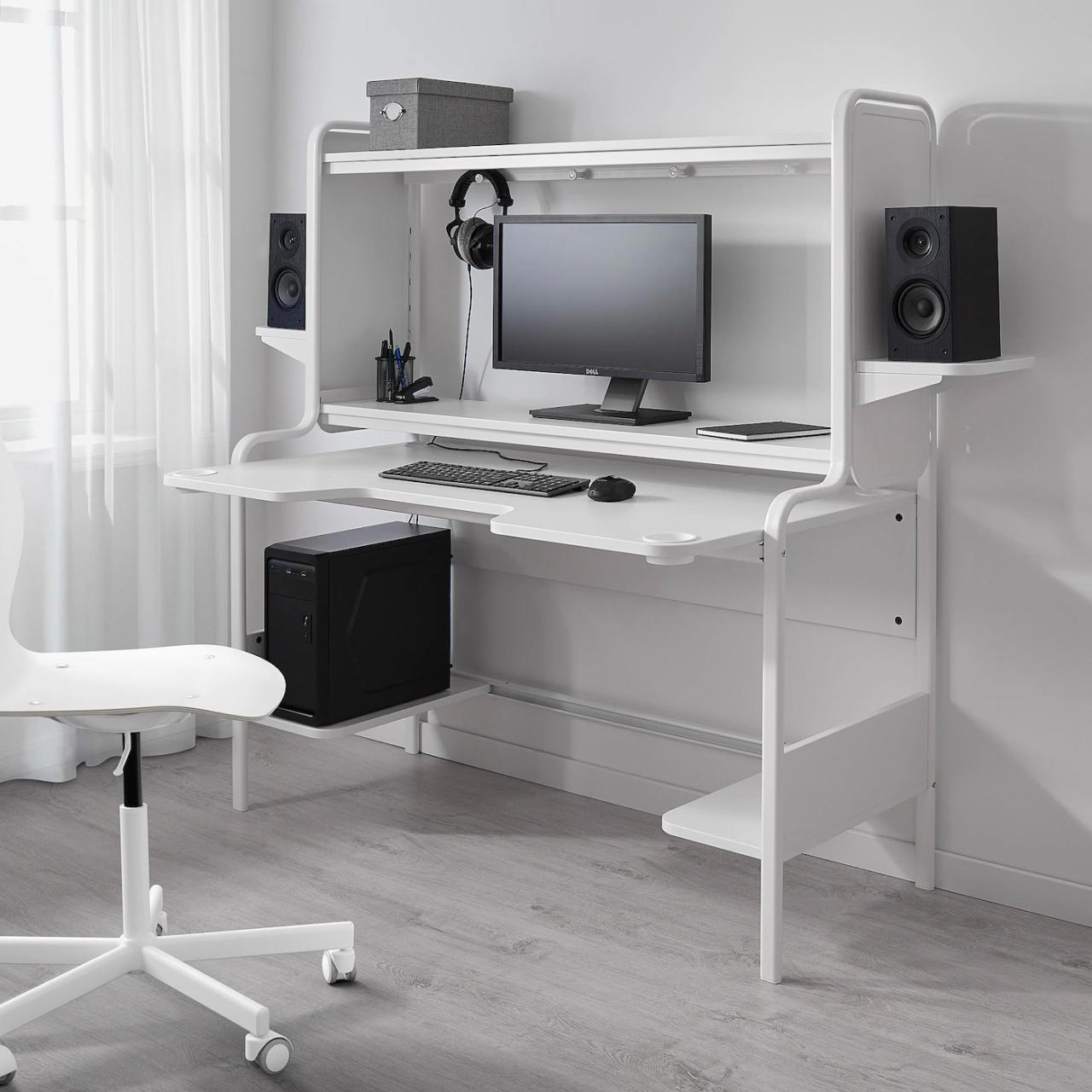 Ikea desk floating computer shelf white homesfeed selections lack