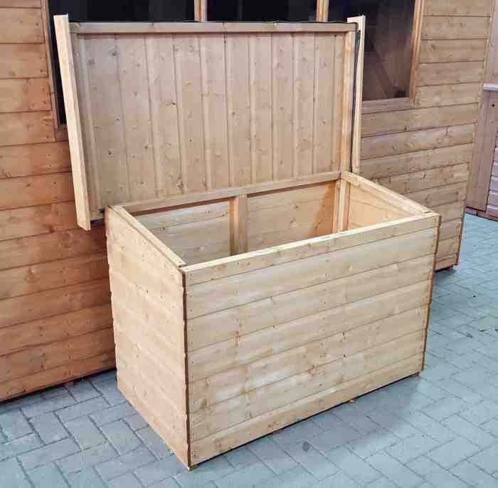 Garden storage wooden chest boxes ideas outdoor shiplap small container sheds waltons bench top bernard exterior space delivery deavita directgardenbuildings