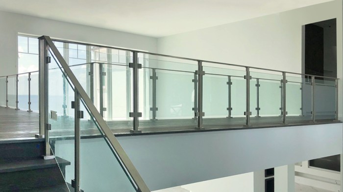 Standoff railing handrail clear laminated