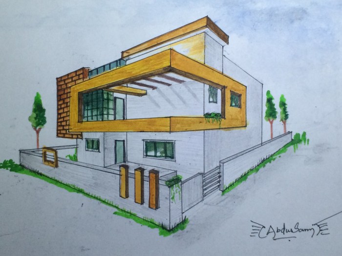 Dessin maison perspective moderne