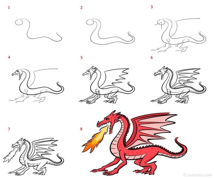 Dragon sketch drawings drawing easy flying