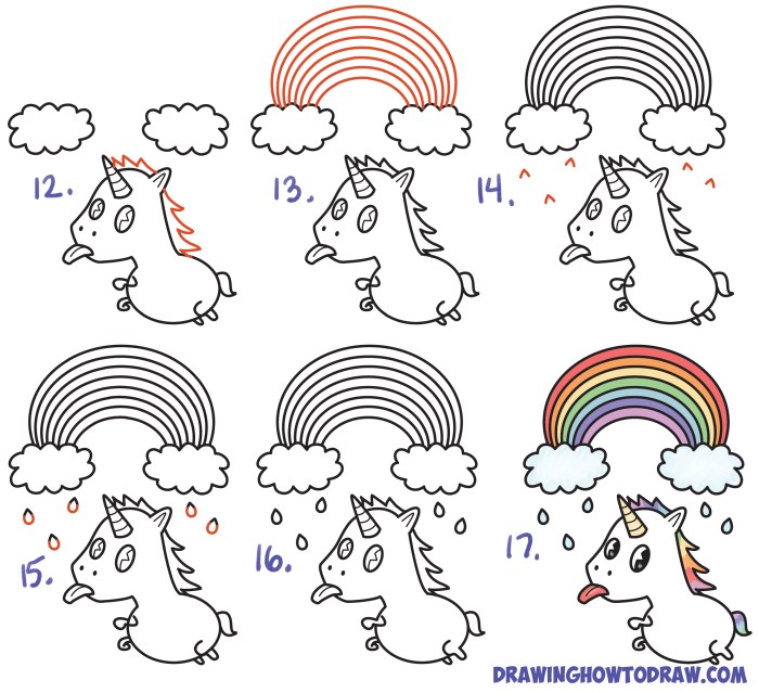 Dessin arc en ciel licorne